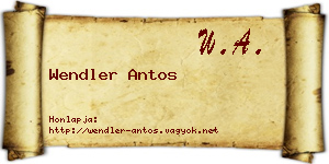Wendler Antos névjegykártya